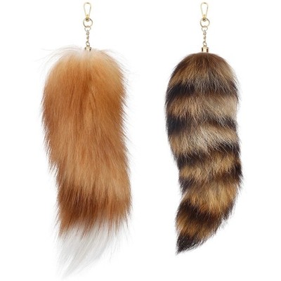 Ferreve 2/4/6/8 Pcs Fluffy Therian Tail Keychain Soft Fox Fur Tail Keychain f...