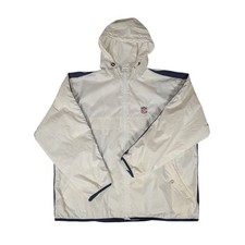 Mens NFL Beige Lightweight Windbreaker Jacket Hooded Pullover Outdoors