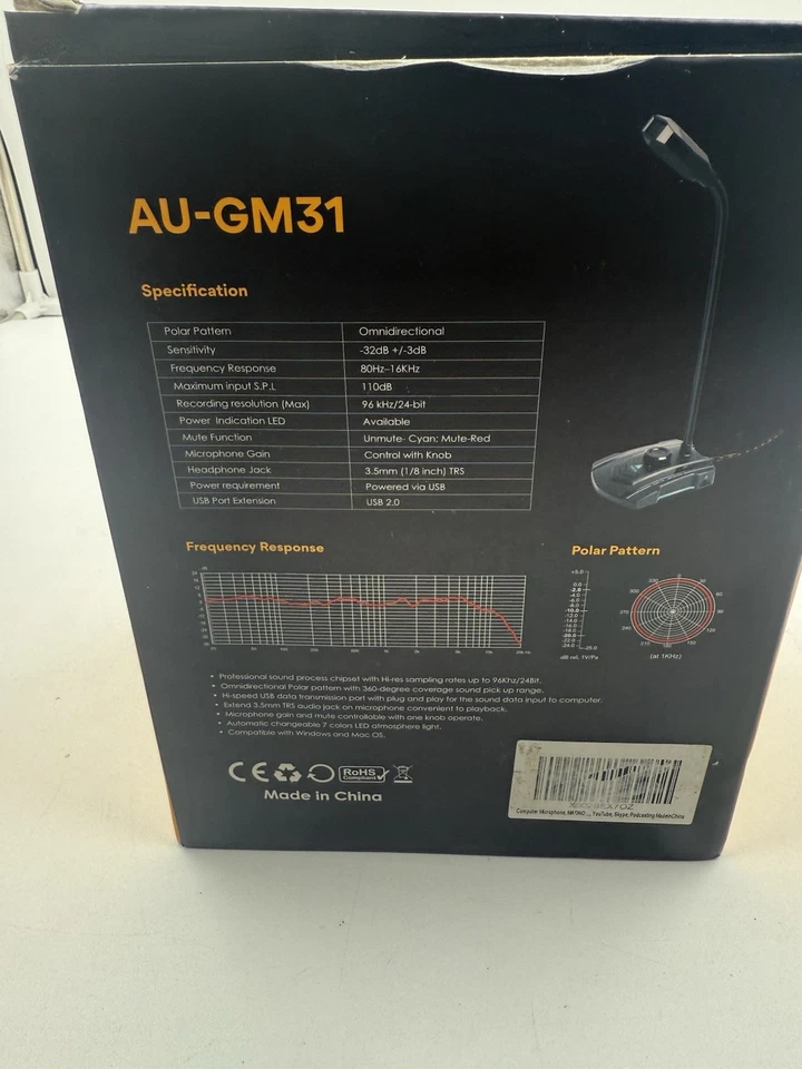 USB Computer Microphone MAONO AU-GM30 Omnidirectional Gooseneck Condenser PC Mic - Image 4 of 4