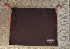 Coach Large Dust Bag 19 x 14.5 Classic Cotton Drawstring Brown Red EST 1941