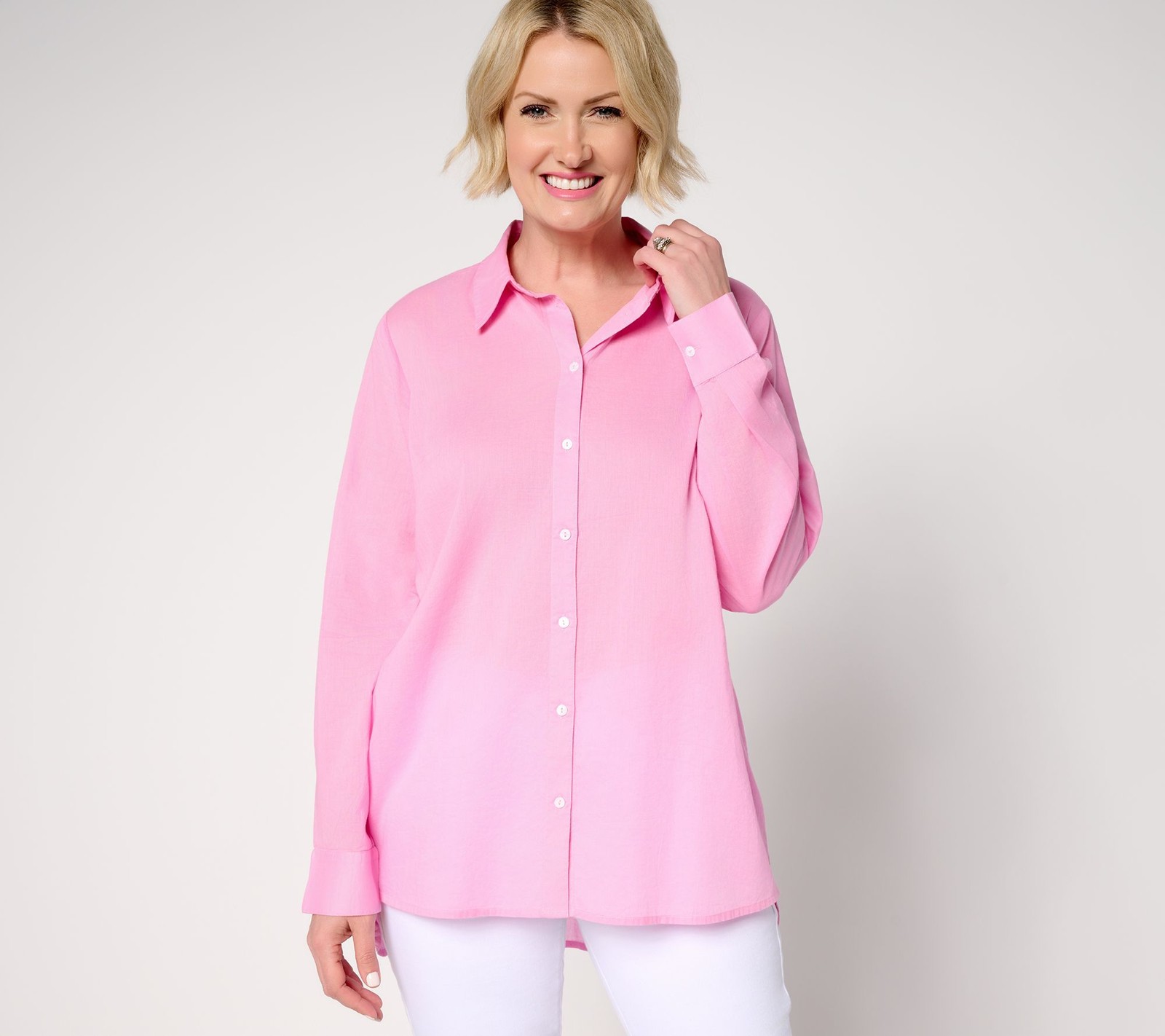 Peace Love World Women's Top Plus Sz 4X Cotton Affirmation Back Pink A694411
