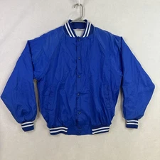 Vintage Auburn Sportswear Jacket Men L Blue Snap Front Lined Varsity USA 90s