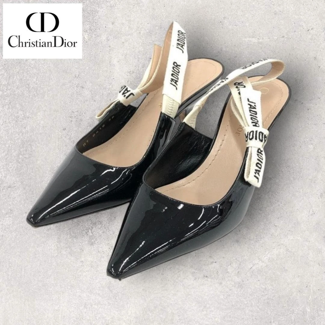 Escarpins Christian Dior J'ADIOR à bride noir émail US6 authentique du Japon RA