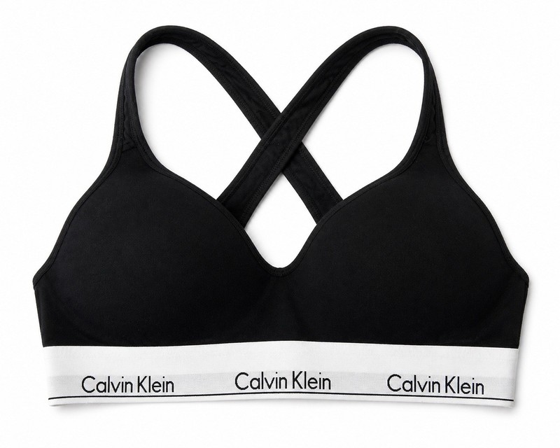 Calvin Klein Modern Cotton Bralette Black Lightly Lined Criss Cross Back Women’s