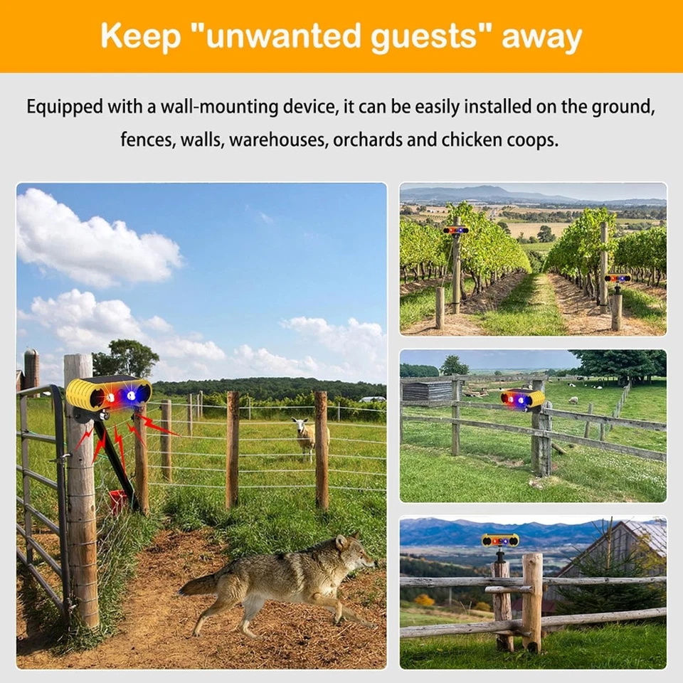 Solar Outdoor Motion Sensor Alarm 2*130db Ultrasonic Siren Motion Detector Alarm - Image 4 of 4