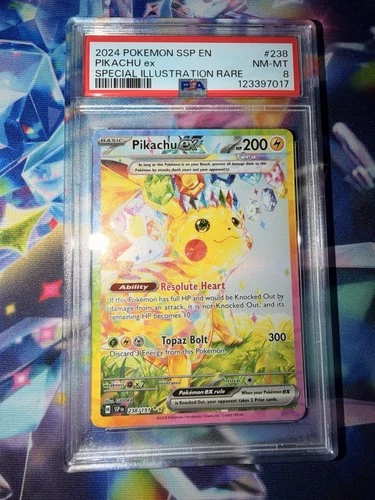 Pokémon Pikachu TCG Sv08: Surging Sparks EX Card 238/191 PSA 8