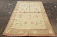 Vintage Traditional Handmade Beautiful Floral Kilim Floor Rug Carpet 238x162 cm