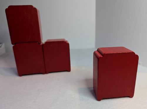Set of 4 Red Wooden Stacking Blocks 2 3/4" x 2 1/8" x 1 3/8" - Picture 3 of 8