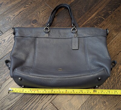 2017 Coach Grey Pebbled Leather Lenox Satchel E1757-F59325 Grey Silver Hardware