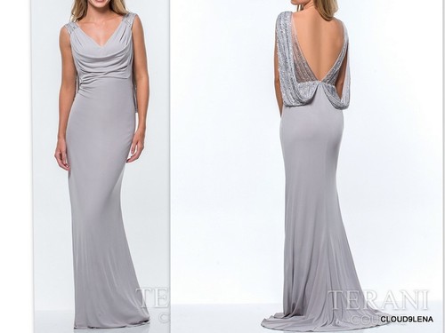 NWT TERANI COUTURE Draped Open Back Beaded Gown Size 6 Black - Picture 2 of 34
