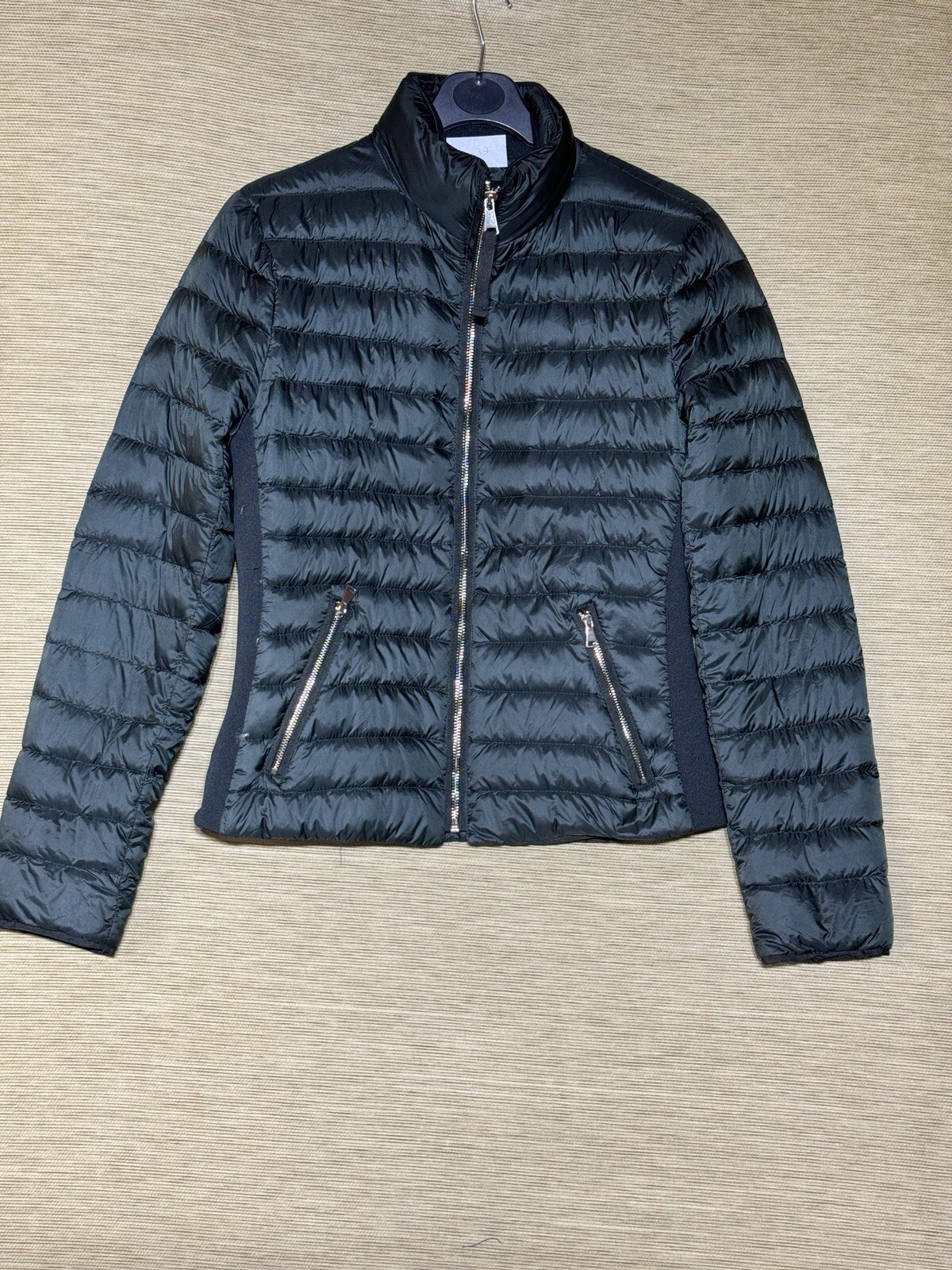 Zara Puffer Jacket Women's Size S Green Feather Down Coat-image