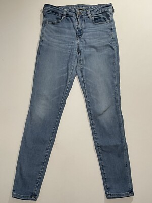 American Eagle Jeans Jegging, Mid-Rise,, Stretch, Girls 8 Light Blue Denim, 2020