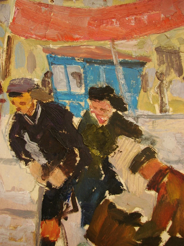 Pintura al óleo soviética ucraniana impresionismo realismo comunista subbotnik limpieza Foto 4 de 4