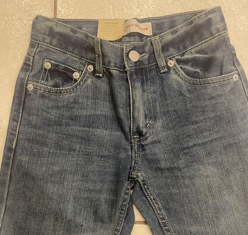 NWT Levi’s 505 Regular Boy’s Straight Leg Jeans Adjustable Waistband Blue Size 8 - Picture 3 of 7