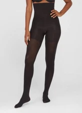 NWT~ Assets by Spanx sz 3 High Rise Shaping Tights Black Firm Shaper Hose z40