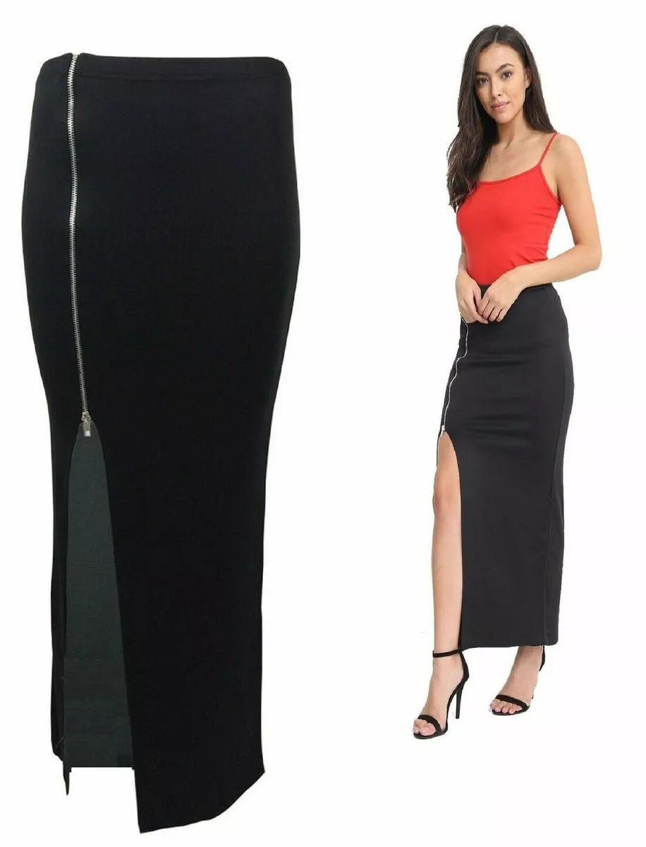 Long skirt with zipper clearance front