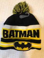 Batman - Unisex - Black/Yellow Beanie - Hat - One Size - New Without Tags - Pom