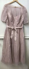 Teri Jon By Rickie Freeman Pink Beaded Sequined Midi Dress Women's Size 10 NWT