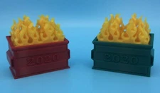 NEW! RED & GREEN 2020 Dumpster Fire Christmas Decoration 2 Pc Commemorative Set