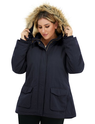 Soularge Damen Winter Parka Jacke Übergröße Jacke mit abnehmbarer Kapuze - Bild 33 von 48