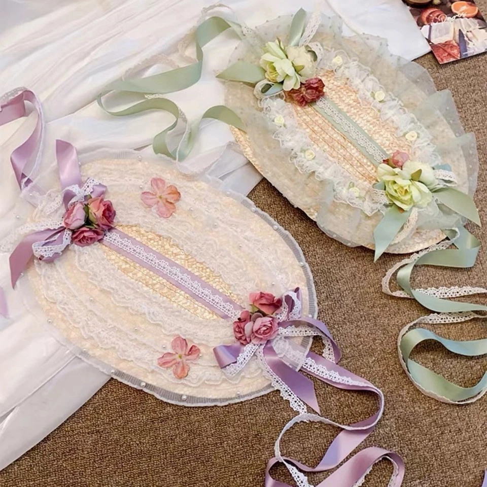 Victorian Bonnet Hat with Floral Womens Tea Party Hat Classic Lolita Hat Girls - Image 2 of 4