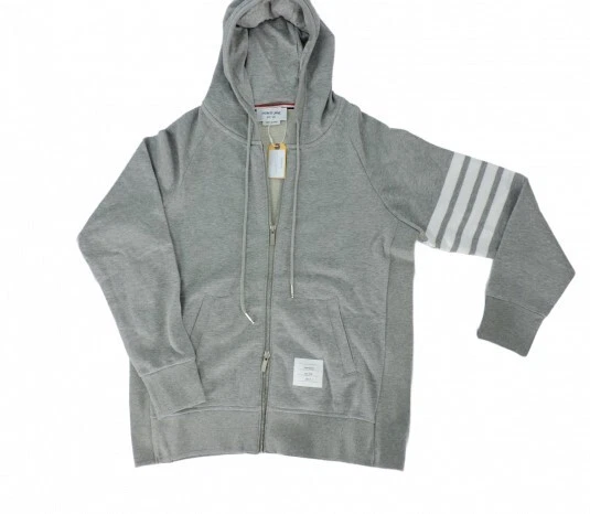 Felpa con cappuccio e zip Thom Browne grigia classica loopback 4 bar nuova con etichette taglia 3 (media grande)