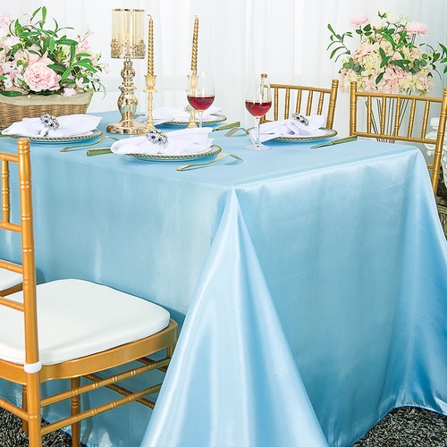 Wedding Linens Inc, 90" x 132" Premium Satin Rectangular Tablecloths - Picture 23 of 58