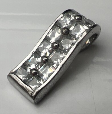 FAS 925 Sterling Silber Retro Charm Anhänger Zirkonia Quadratschliff Wasserfall
