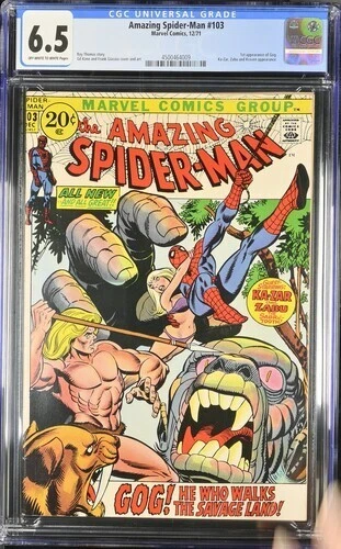 CGC 6.5 FN+ OW-W Pages / The Amazing Spider-Man #103 / 1971 / 1st App of Gog