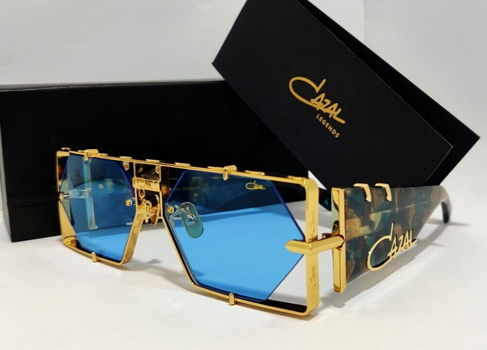 Cazal Sunglasses Blue Tortoise Gold Frame Sky Blue Lens Unisex