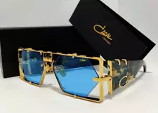 Cazal Sunglasses Blue Tortoise Gold Frame Sky Blue Lens Unisex Eyewear