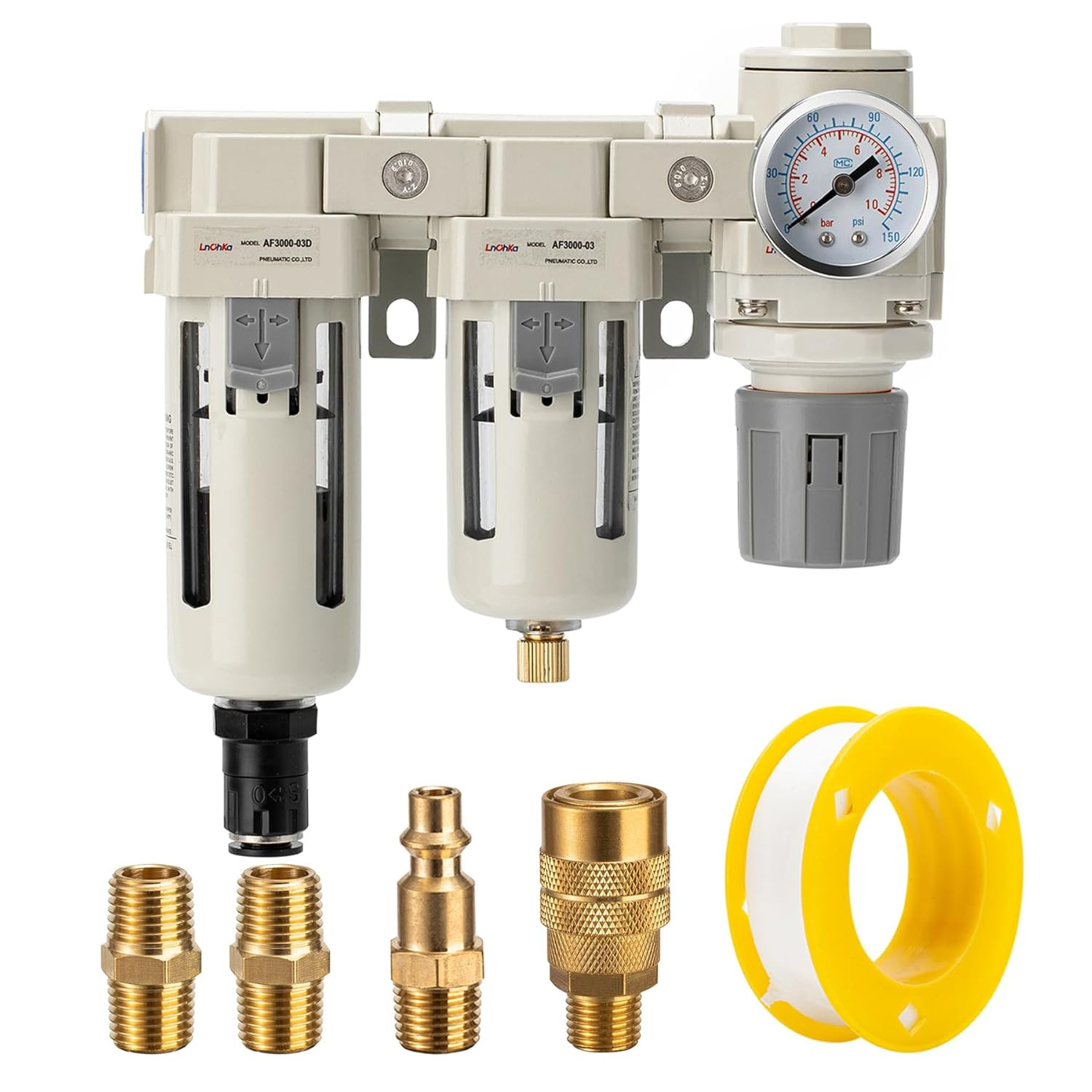 Air Filter Dryer 3/8 NPT Auto Drain+Semi-Auto Drain-Double Air Filters,Air Press