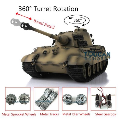 Henglong 1/16 7.0 Upgrade RC Tank 3888A King Tiger 360° Turret BarrelRecoil FPV - Picture 2 of 7