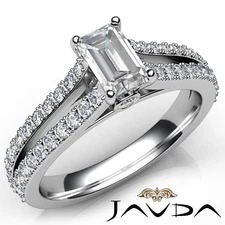 Prong Split Shank Emerald Diamond Engagement Ring GIA H-VS2 White Gold 1.79Ctw