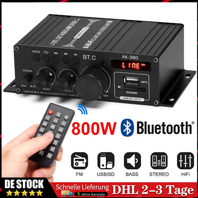 800W bluetooth Verstärker Vollverstärker HiFi Stereo Amplifier Digital FM USB