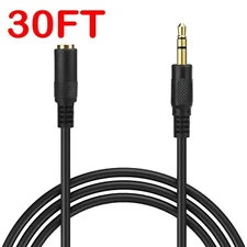 3.5mm Stereo Audio Headphone Male to Female Slim Extension Cable 30FT US