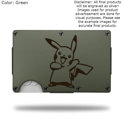 Custom ''PIKACHU'' Laser Engraved Wallet - Pick A Wallet Color