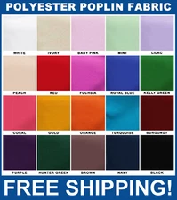 Polyester Poplin Fabric - 60" Wide - Solid - Sold by the Yard & Bolt