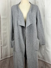 Heavy Chunky Knit Open Front Shawl Cardigan Gray SZ Medium