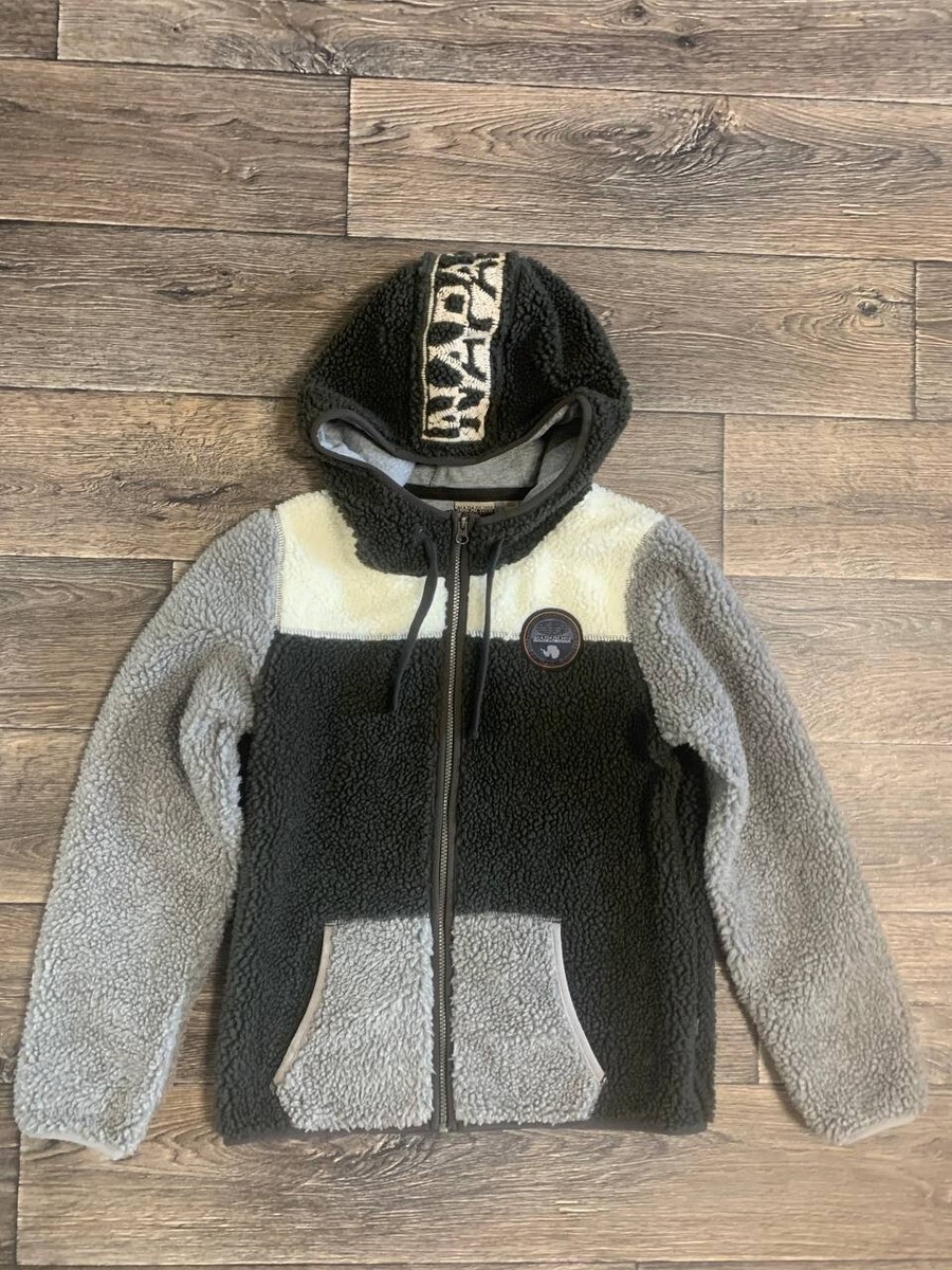 Napapijri teddy fleece jacket hoodie women Gorpcore size M | eBay