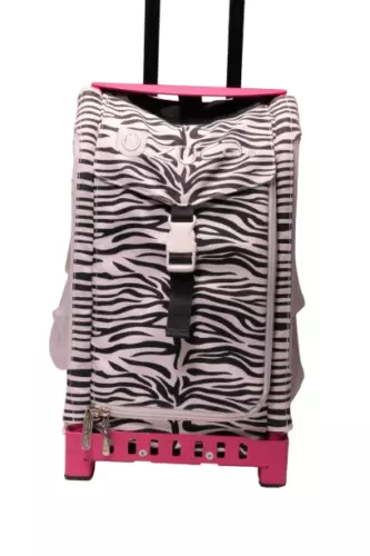 Zuca Rolling Sport Bag, Pink Frame & Insert Bag Zebra Print