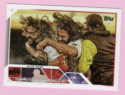 2023 Topps 582 Montgomery Club #303 Teammates Celebrate Walk-Off