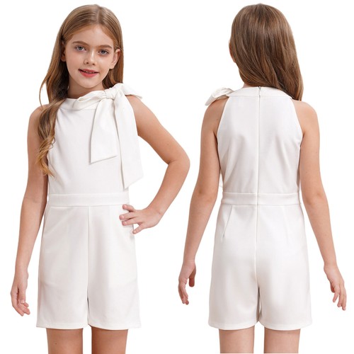 Girls Lace Sequin Romper Maxi Party Pageant Formal Graduation Jumpsuit Dress - Picture 7 of 78