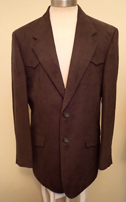 90s VTG Domini International Brown Vegan Suede Western Sport Coat Blazer 40