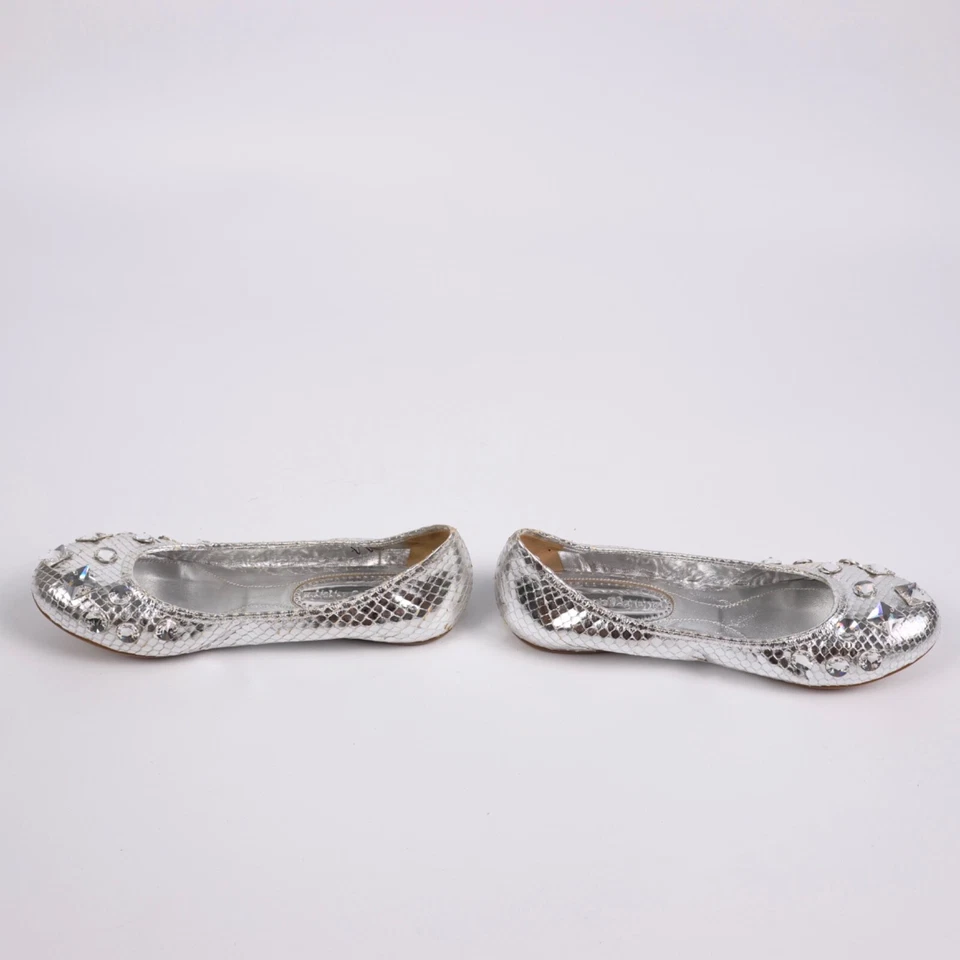 Pisos de ballet Gianmarco Lorenzi plateados talla 37 EU / 7 US Foto 3 de 4