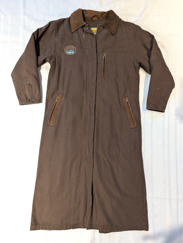 Cabela's Women's SMALL Canvas Duster Fleece Lined Ranch Barn Coat Brown EUC