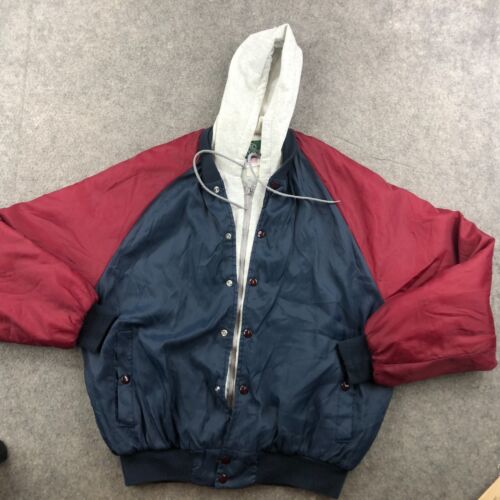 Vintage Bass Pro Shops Jacket Men Medium Blue Red Hooded Full Zip