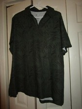 Men's Stretch Woven Golf Polo Shirt - All in Motion Green Palm Print XL