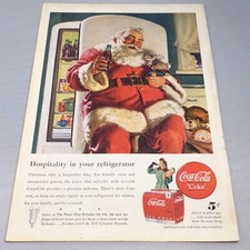 Coca Cola Santa Claus Refrigerator Vintage Print Ad 1947 Advertising Art