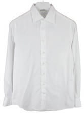SUITSUPPLY Slim Fit Formal Shirt Men's SMALL Spread Collar Patterned White